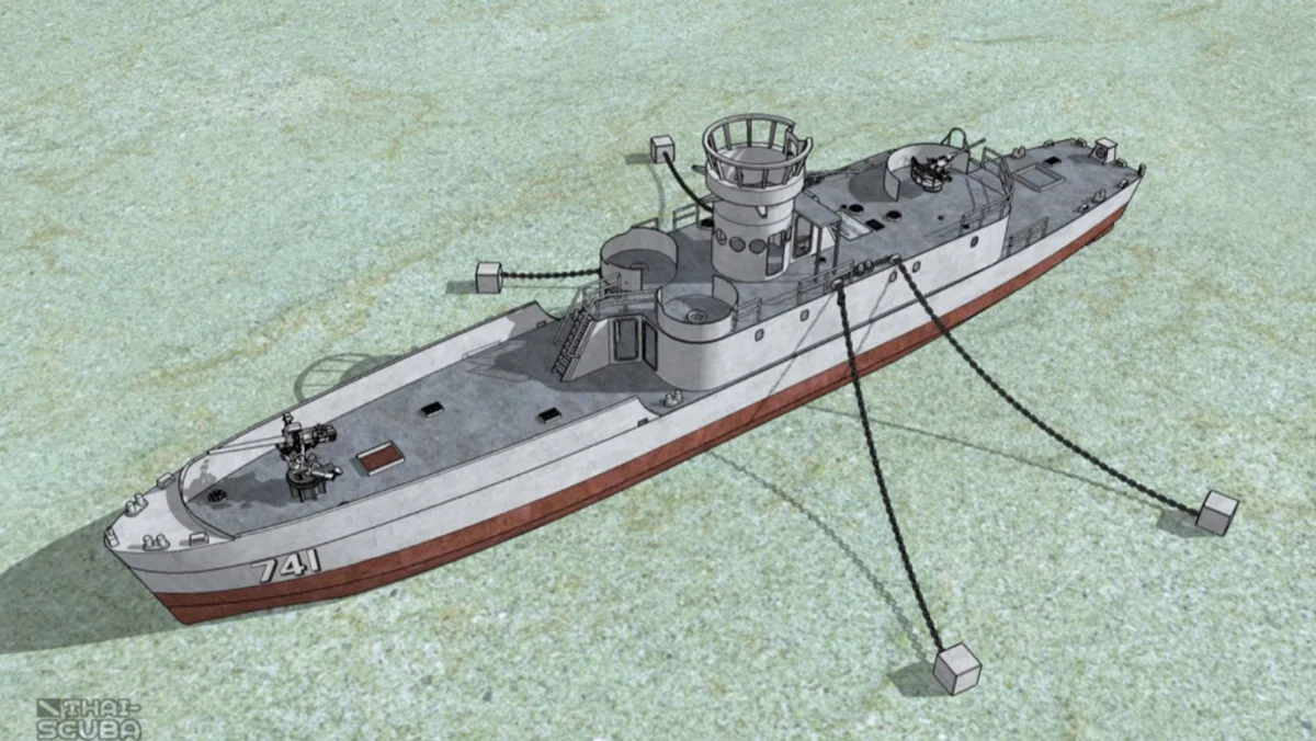 HTMS 프라브 741 난파선 다이빙 가이드: 춤폰의 조용한 인공 암초