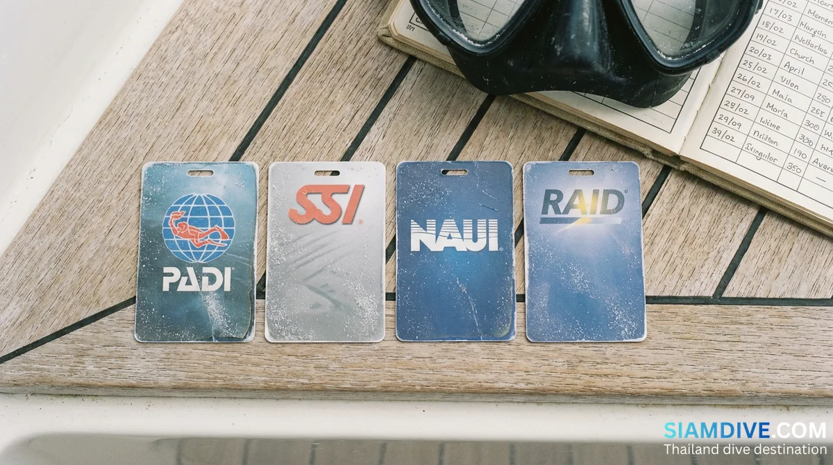 PADI vs SSI vs NAUI vs RAID: ค่ายบัตรดำน้ำของคุณสำคัญจริงไหม?