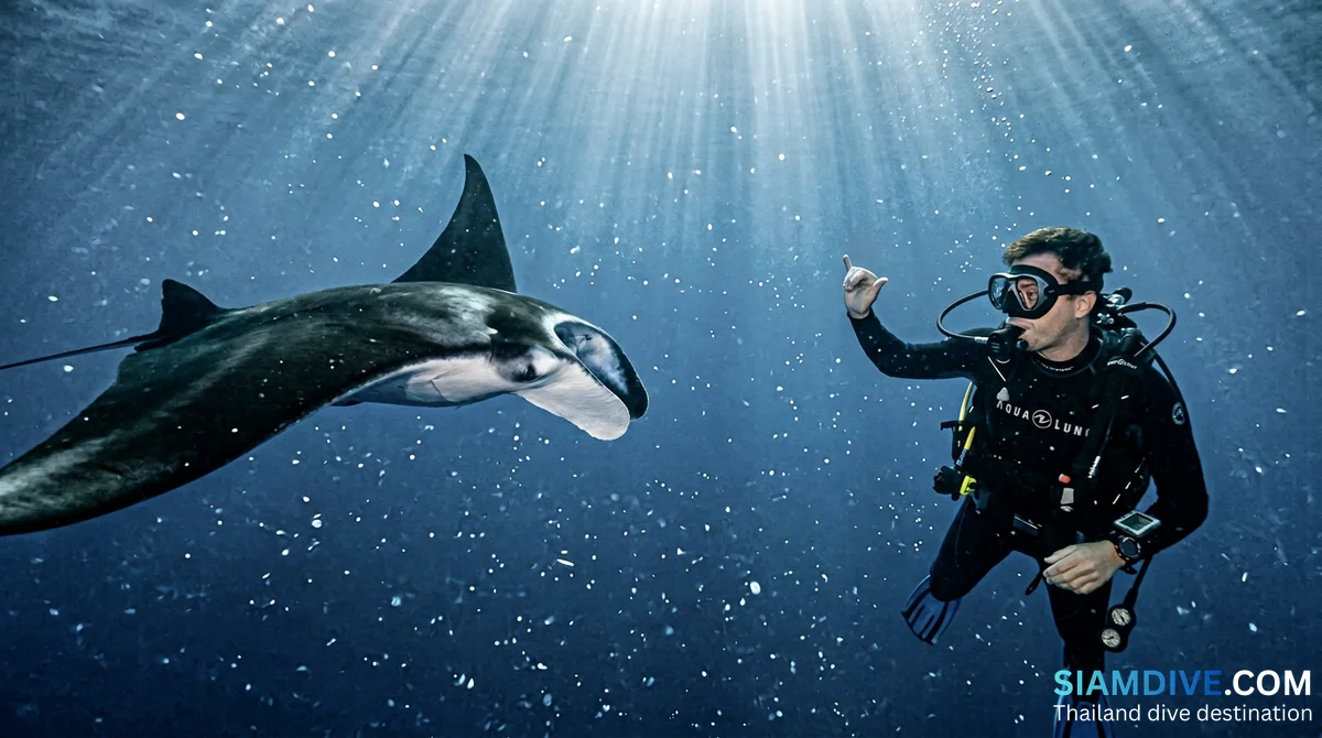 拉差诺伊岛潜水 — 普吉岛的蝠鲼潜点与30米能见度