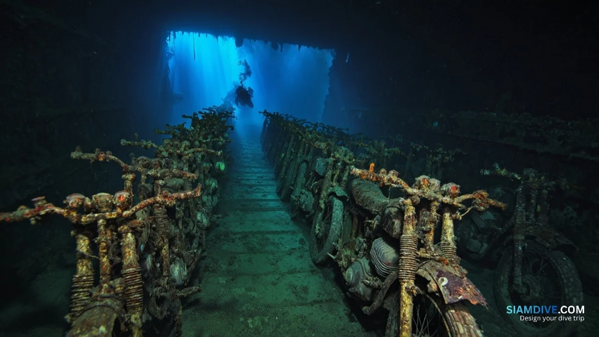 폭격당한 화물칸에 100대의 오토바이가 85년째 서 있다 — image 2