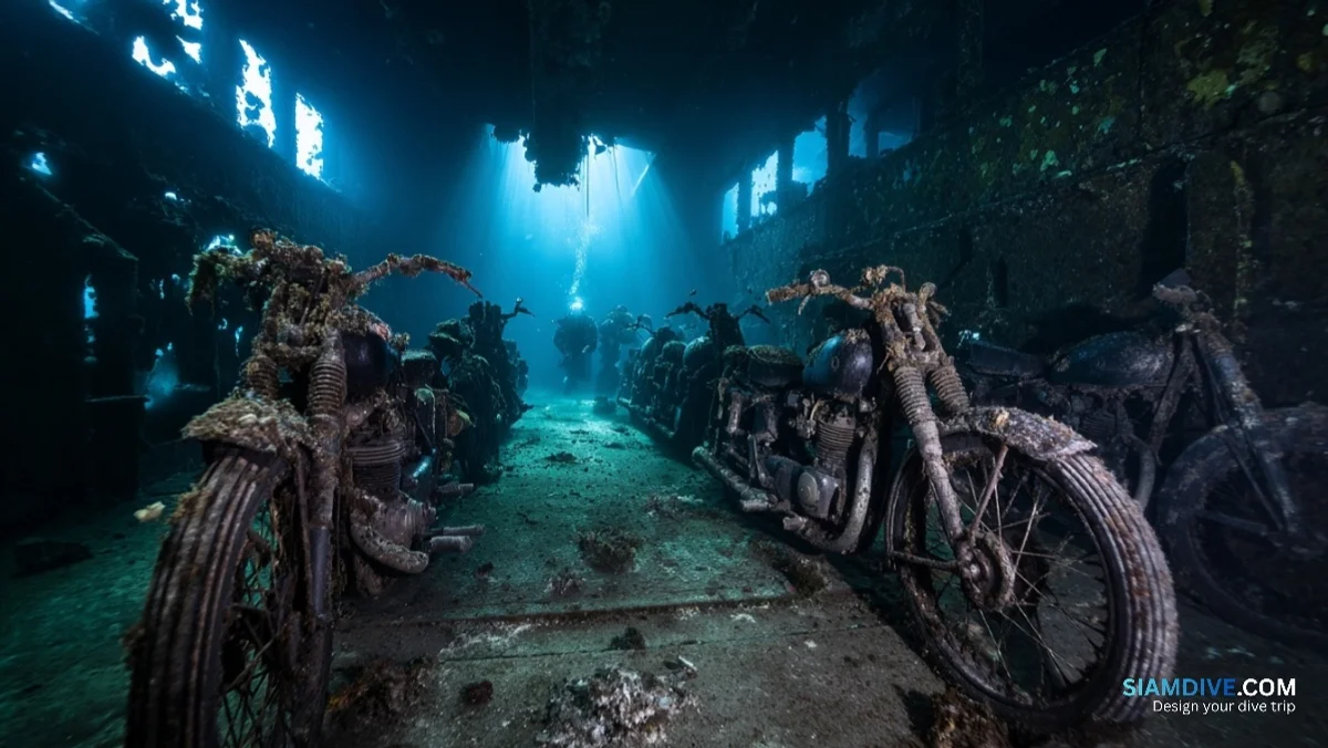 폭격당한 화물칸에 100대의 오토바이가 85년째 서 있다 — image 3