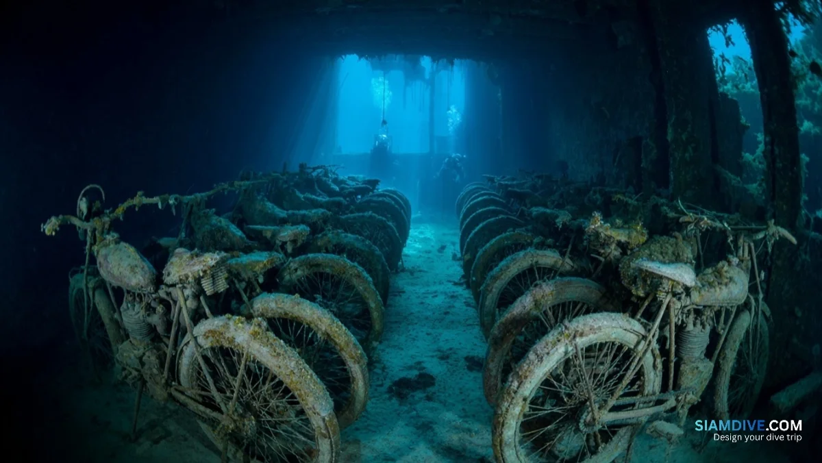 폭격당한 화물칸에 100대의 오토바이가 85년째 서 있다 — image 4