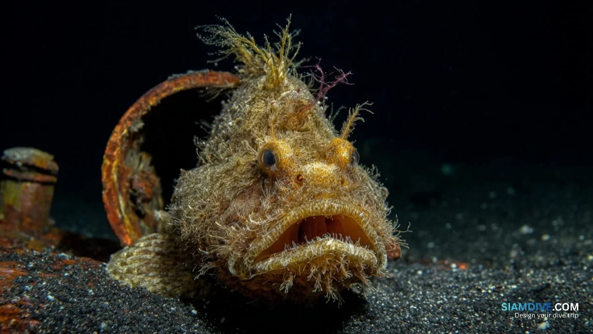 Neun Froschfischarten auf einem Streifen schwarzem Sand — image 3